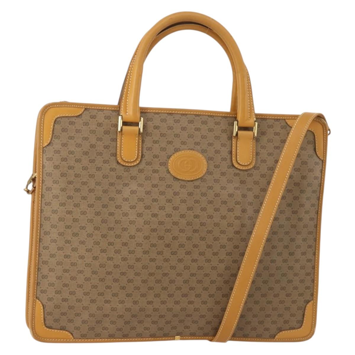 GUCCI Micro GG Hand Bag PVC Leather 2way Beige Gold Tone 015 1080025 Auth 196435
