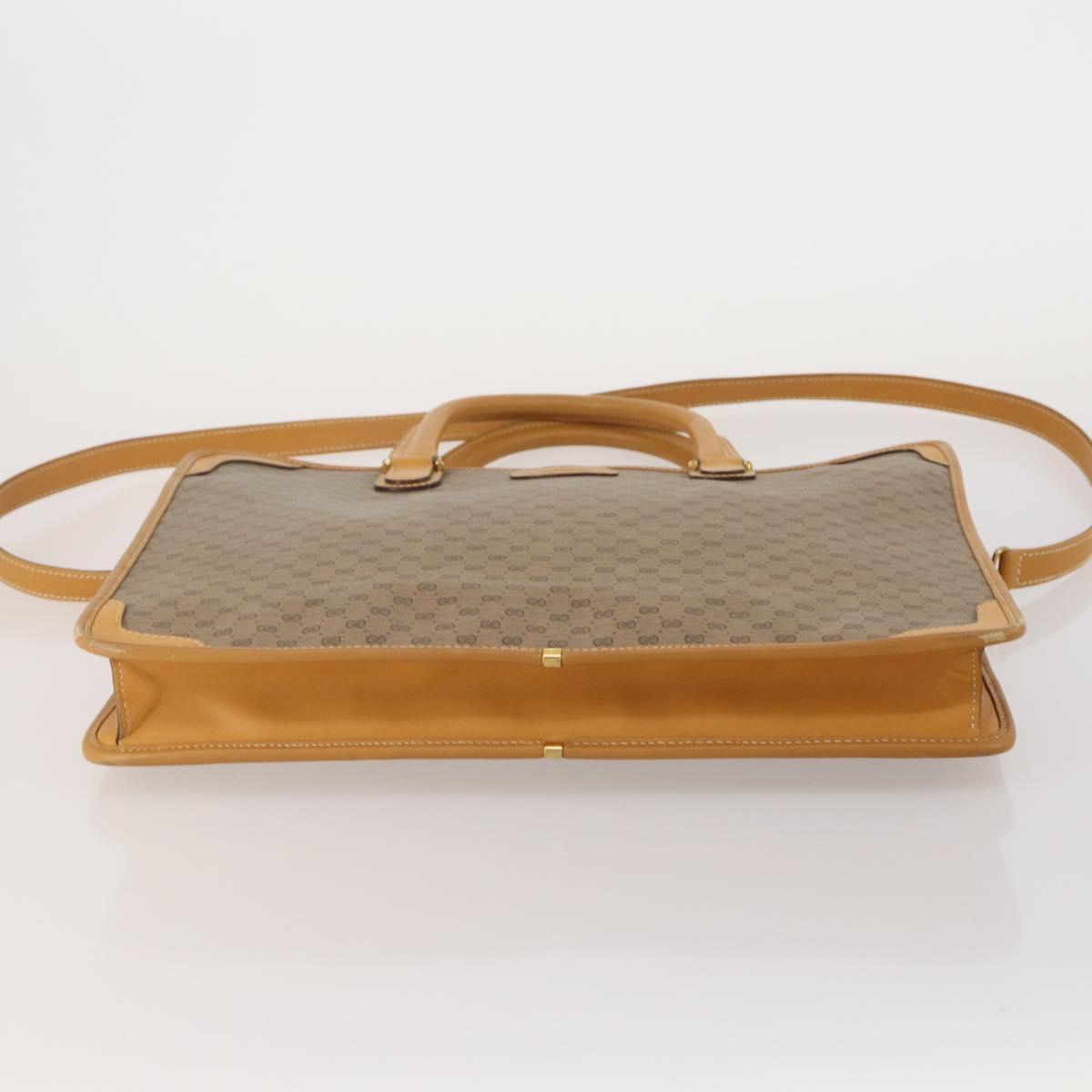 GUCCI Micro GG Hand Bag PVC Leather 2way Beige Gold Tone 015 1080025 Auth 196435