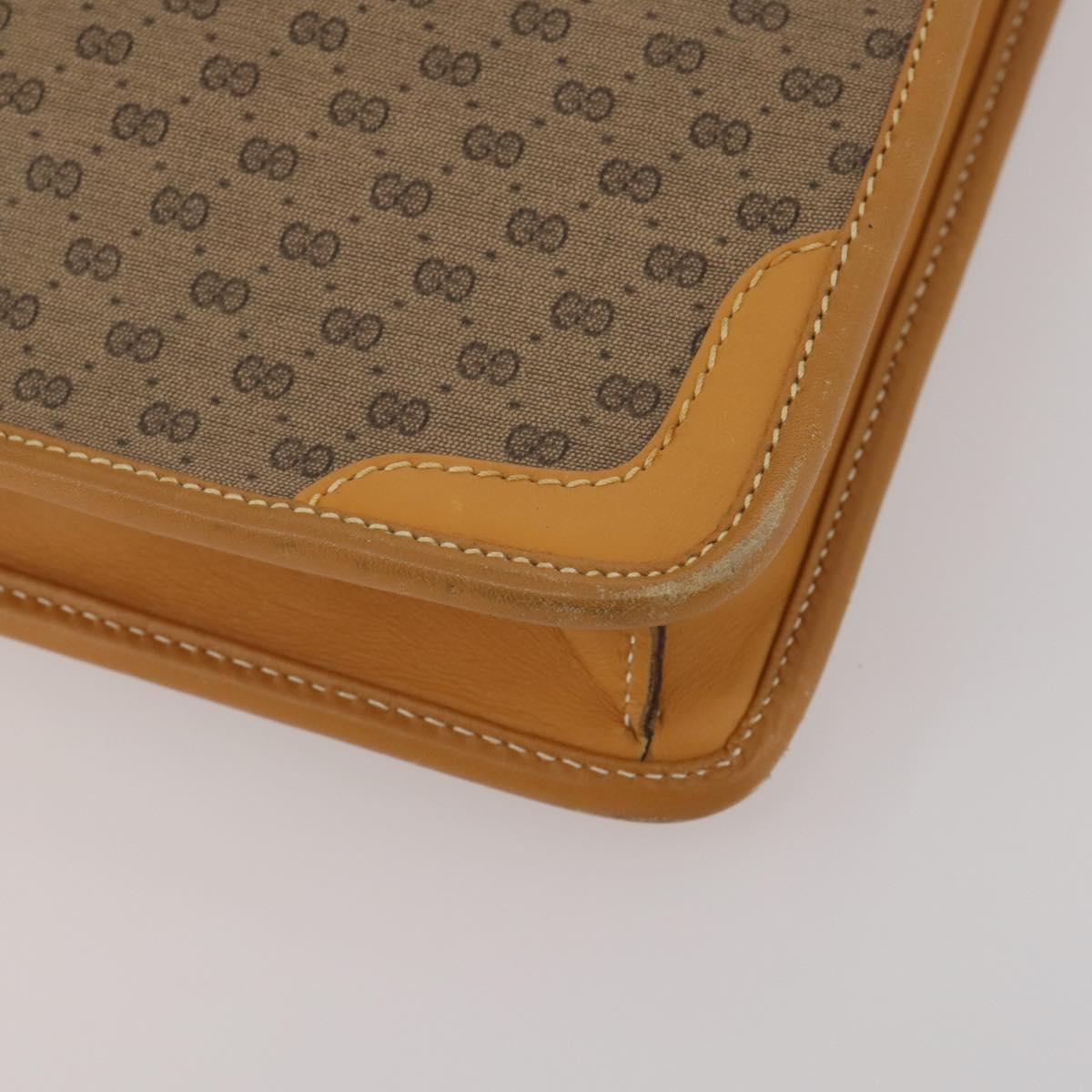 GUCCI Micro GG Hand Bag PVC Leather 2way Beige Gold Tone 015 1080025 Auth 196435