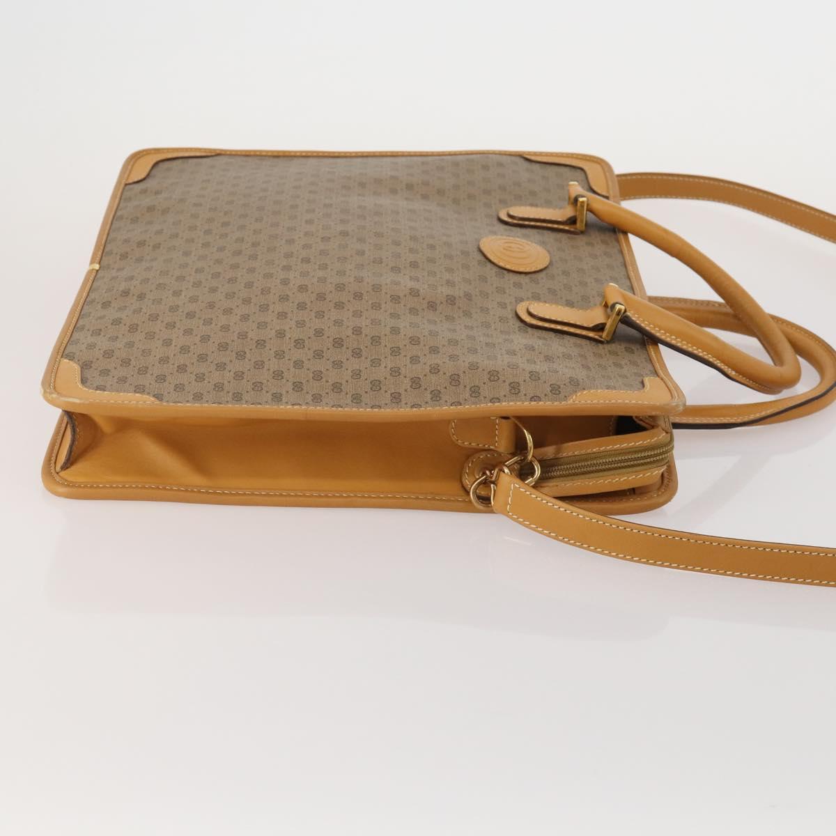 GUCCI Micro GG Hand Bag PVC Leather 2way Beige Gold Tone 015 1080025 Auth 196435