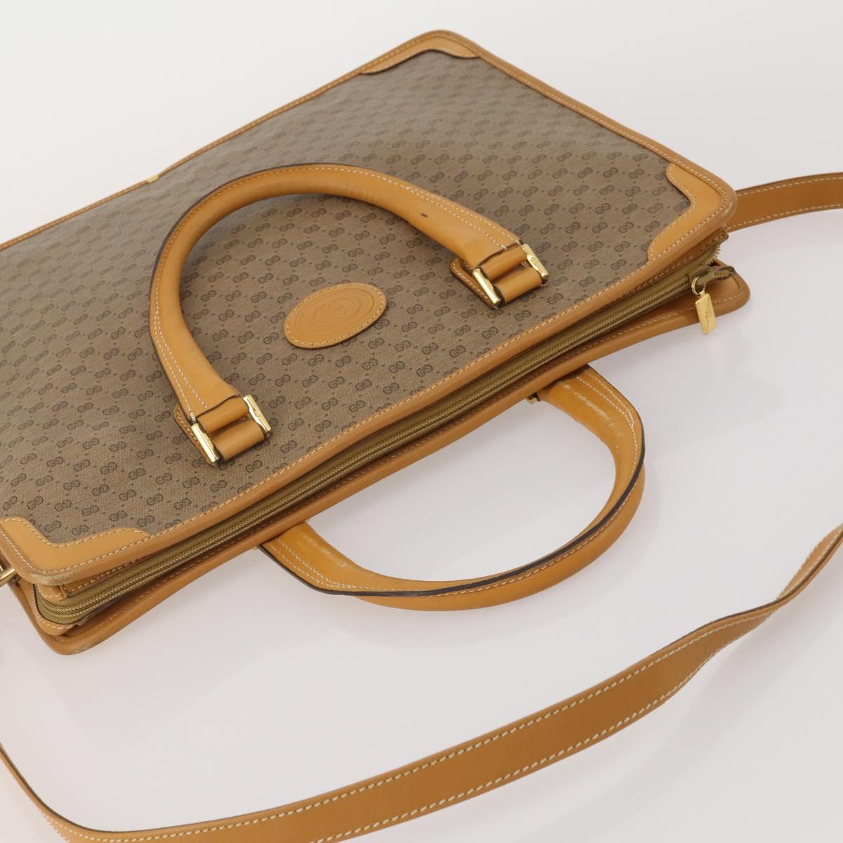 GUCCI Micro GG Hand Bag PVC Leather 2way Beige Gold Tone 015 1080025 Auth 196435