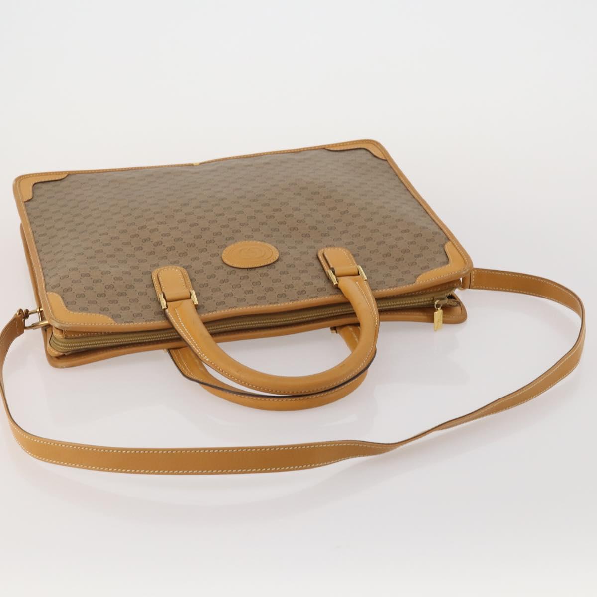 GUCCI Micro GG Hand Bag PVC Leather 2way Beige Gold Tone 015 1080025 Auth 196435