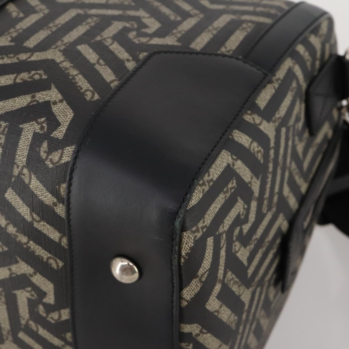 GUCCI GG Supreme GG Caleido Boston Bag PVC 2way Beige Black 406380 Auth 196436SAM