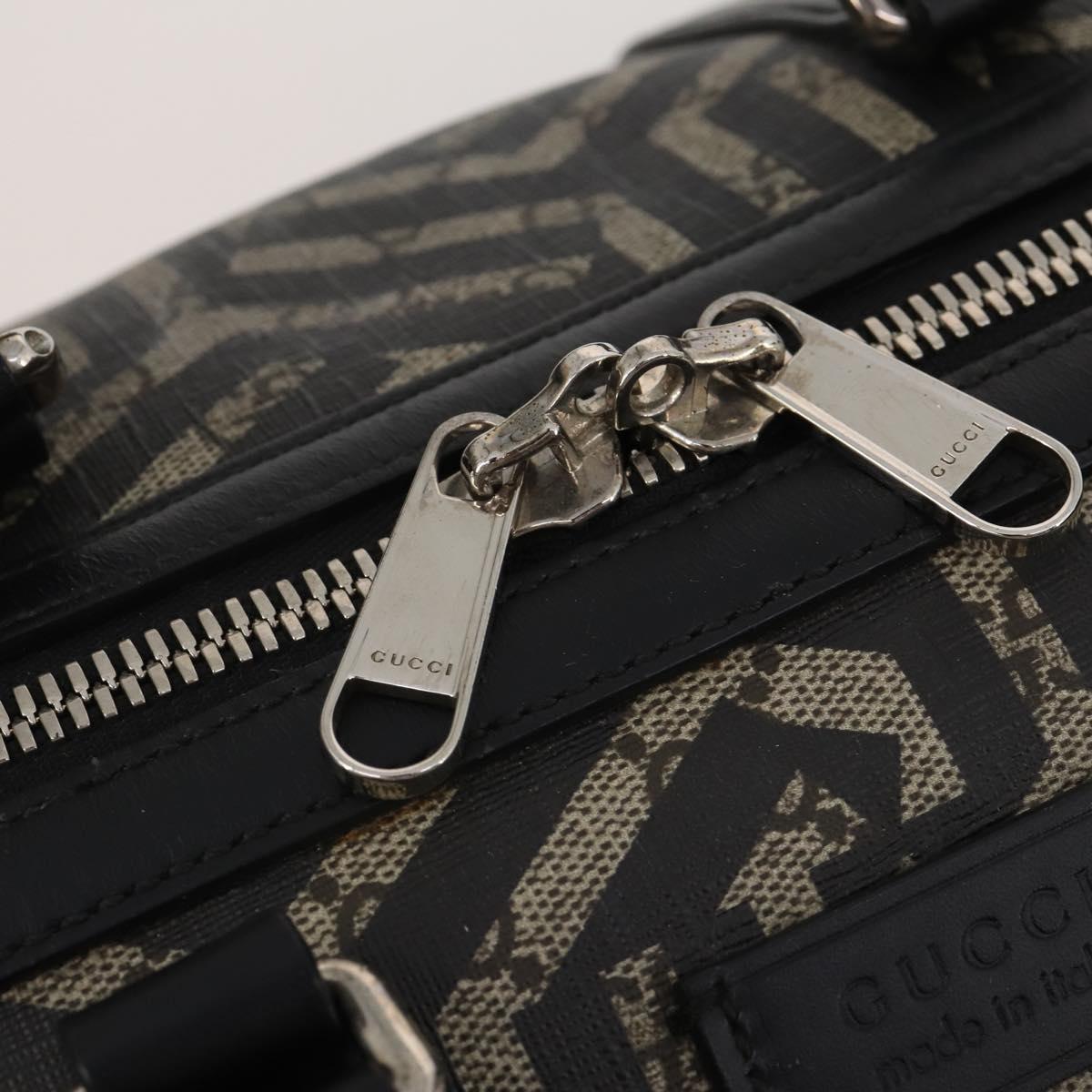 GUCCI GG Supreme GG Caleido Boston Bag PVC 2way Beige Black 406380 Auth 196436SAM