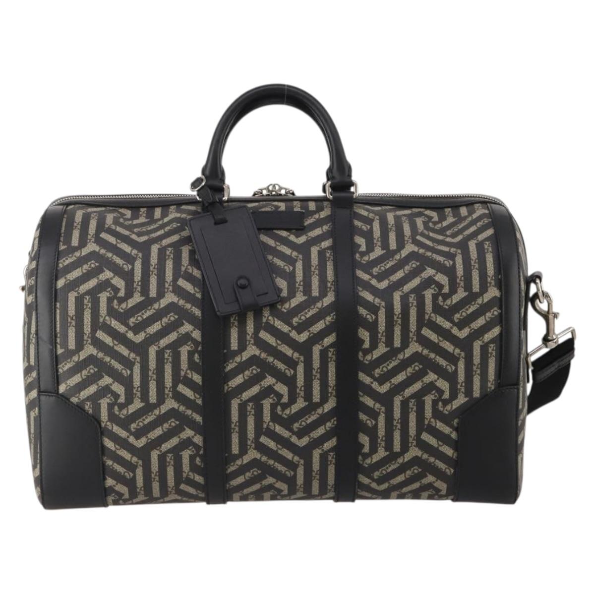 GUCCI GG Supreme GG Caleido Boston Bag PVC 2way Beige Black 406380 Auth 196436SAM