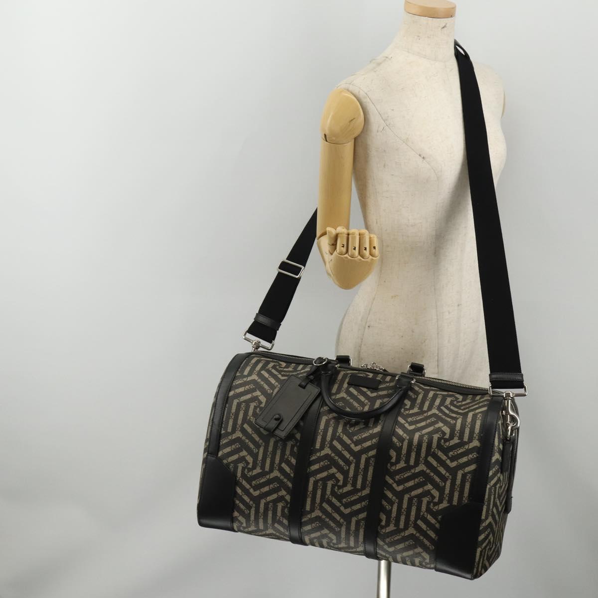 GUCCI GG Supreme GG Caleido Boston Bag PVC 2way Beige Black 406380 Auth 196436SAM