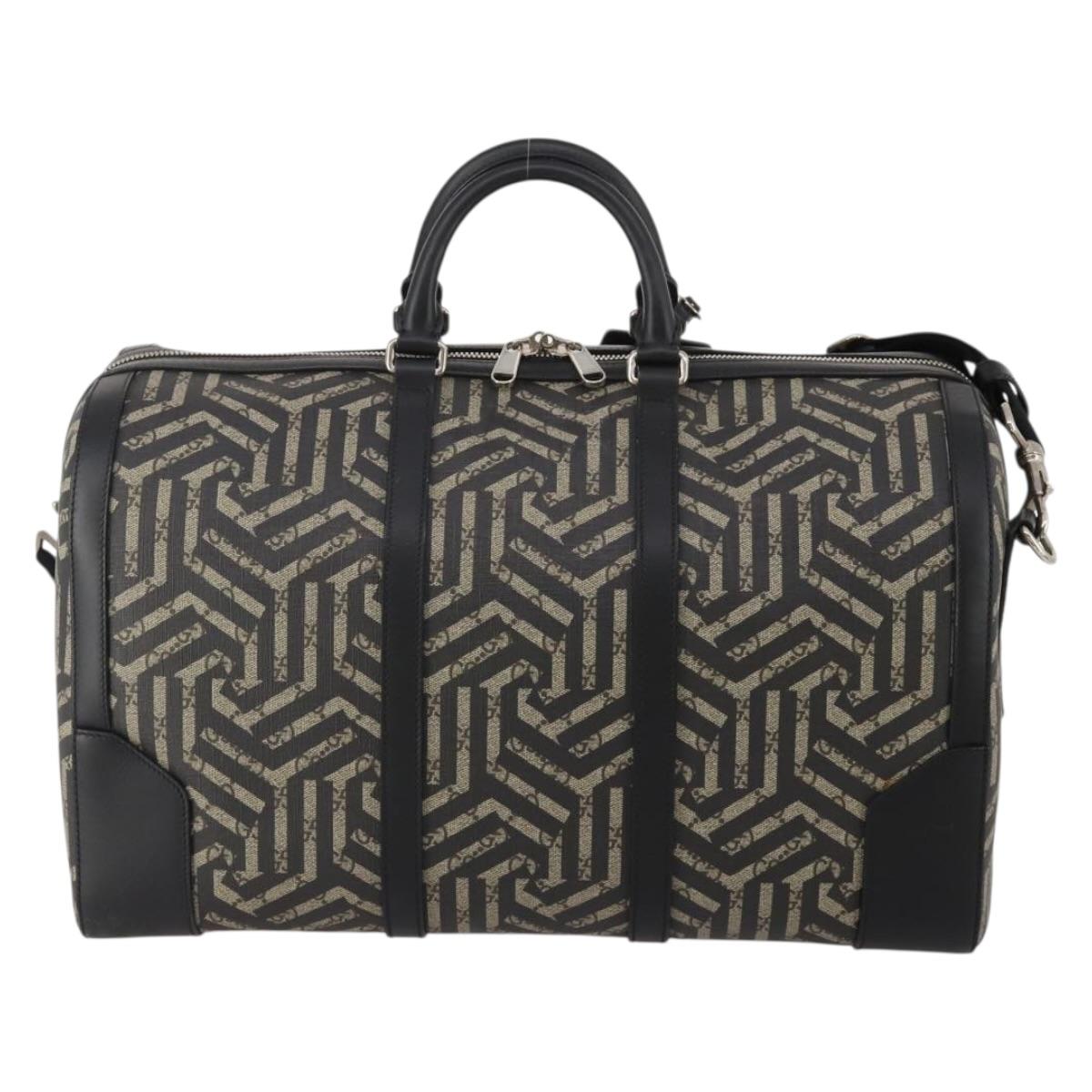 GUCCI GG Supreme GG Caleido Boston Bag PVC 2way Beige Black 406380 Auth 196436SAM