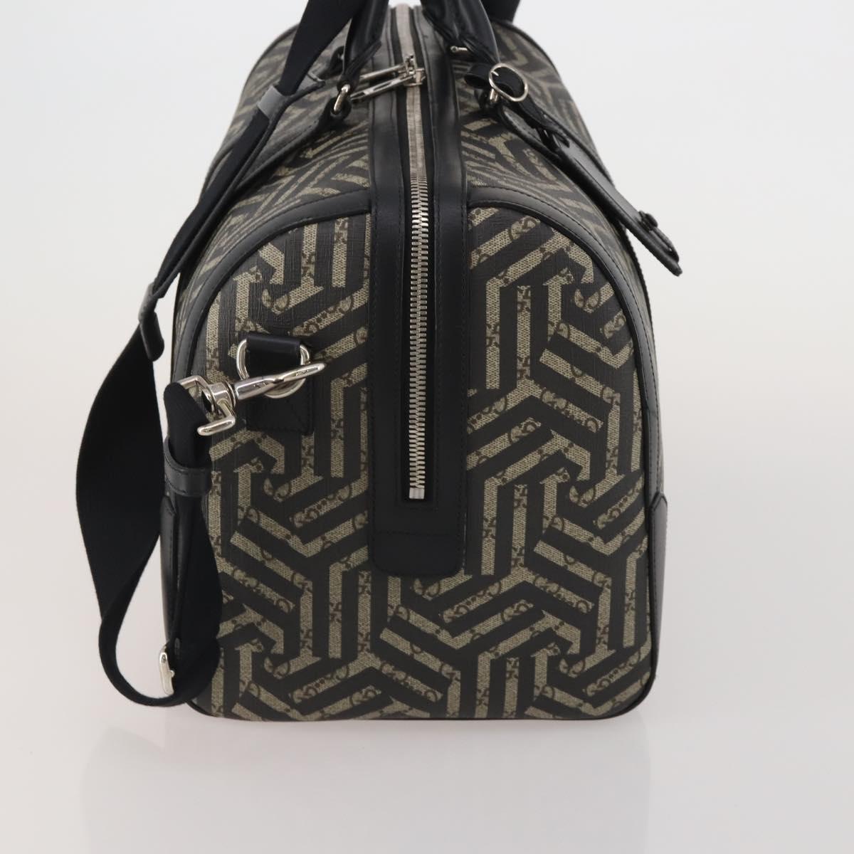 GUCCI GG Supreme GG Caleido Boston Bag PVC 2way Beige Black 406380 Auth 196436SAM