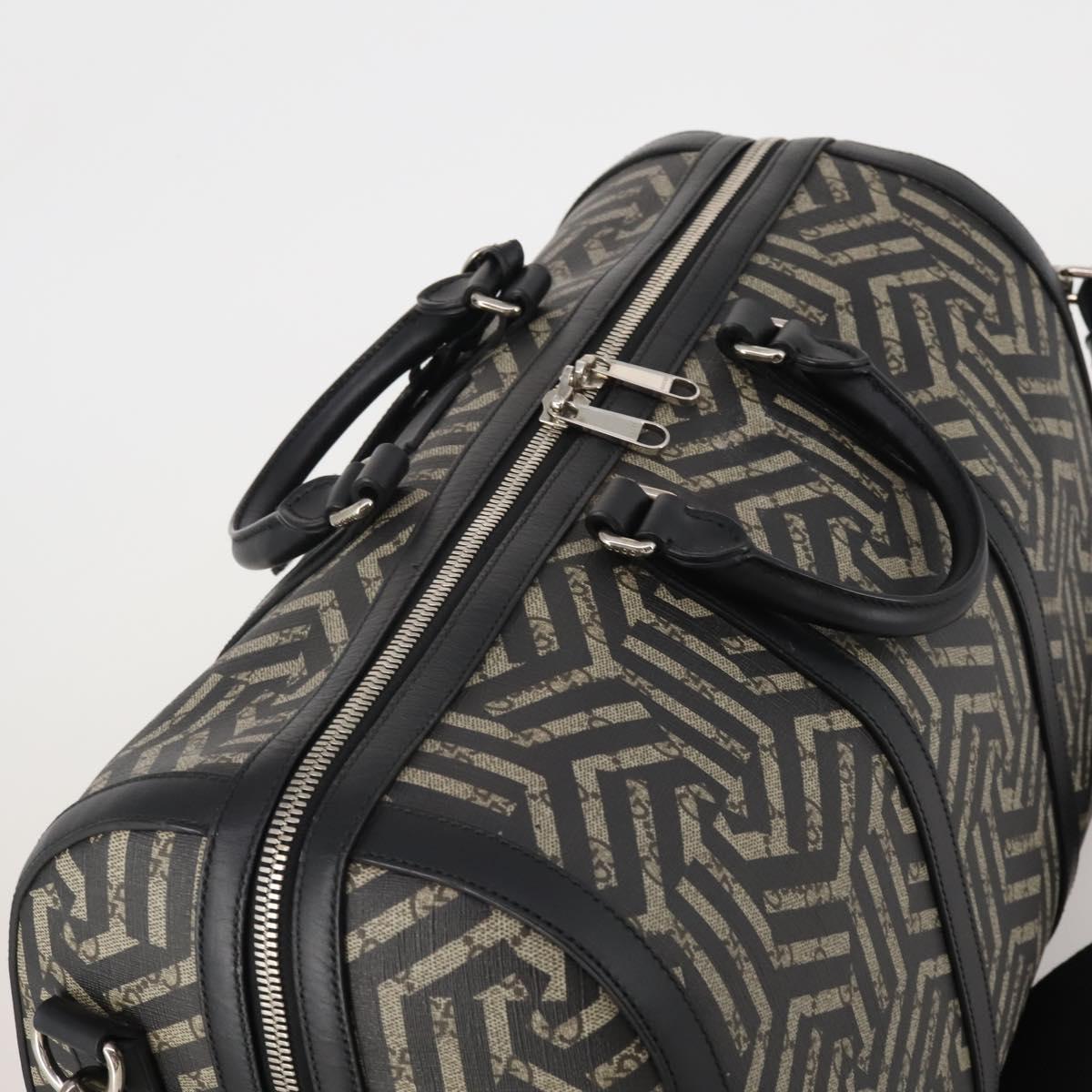 GUCCI GG Supreme GG Caleido Boston Bag PVC 2way Beige Black 406380 Auth 196436SAM