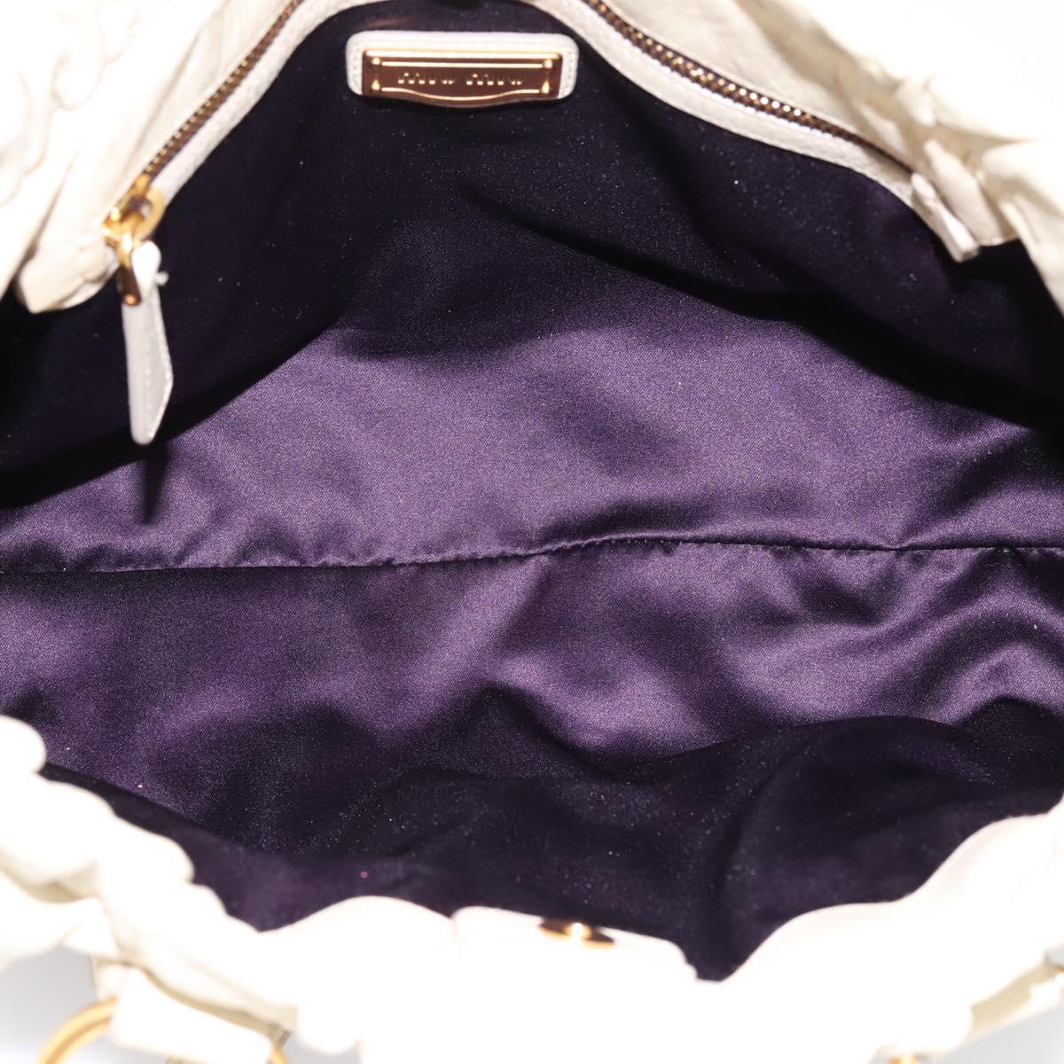Miu Miu Vitellolux Hand Bag Leather 2way Ivory Gold Tone Auth 196439A