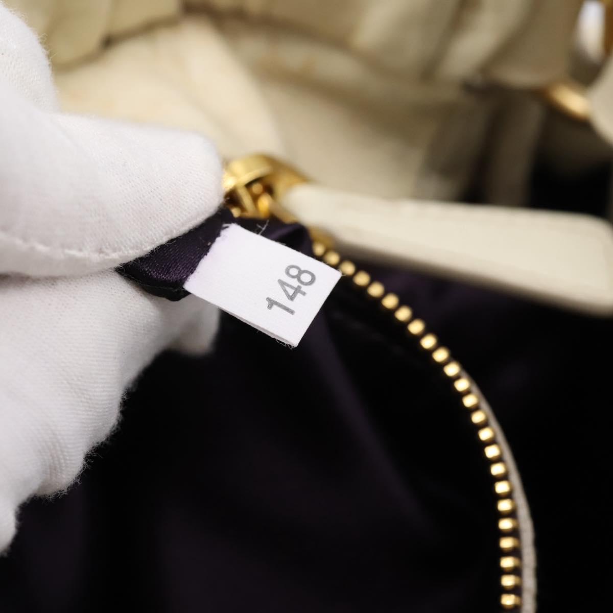 Miu Miu Vitellolux Hand Bag Leather 2way Ivory Gold Tone Auth 196439A