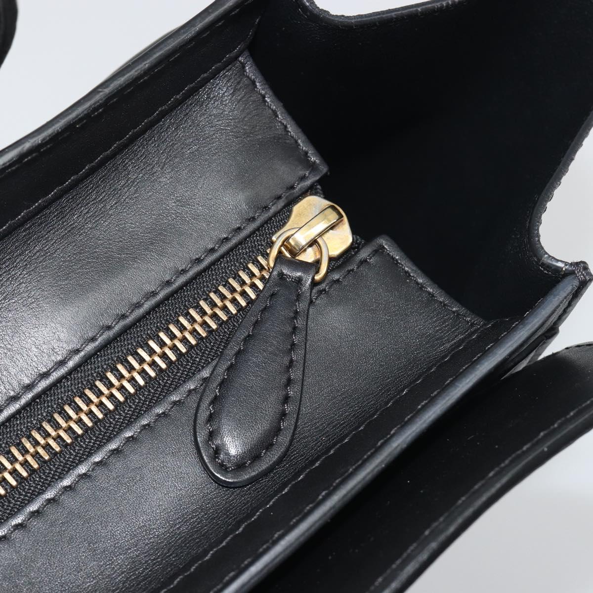 CELINE Luggage Micro Shopper Hand Bag Leather White Gold Tone Auth 196440A