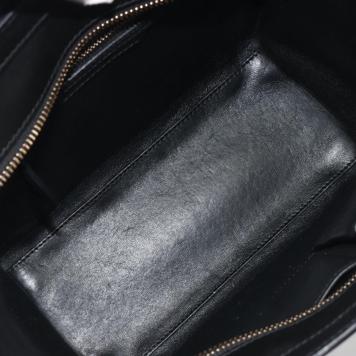 CELINE Luggage Micro Shopper Hand Bag Leather White Gold Tone Auth 196440A