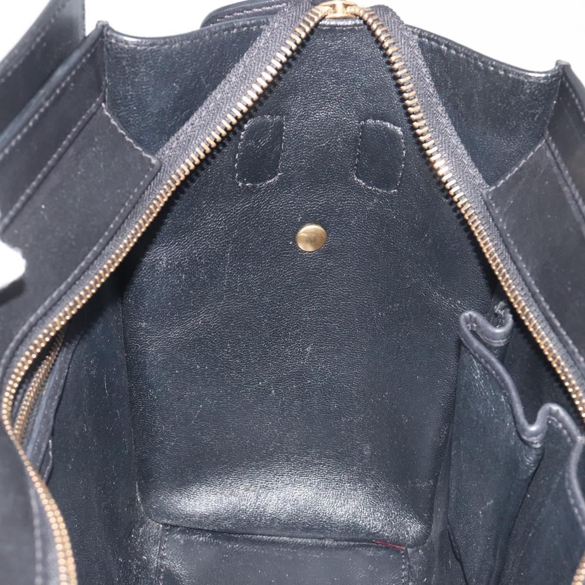 CELINE Luggage Micro Shopper Hand Bag Leather White Gold Tone Auth 196440A