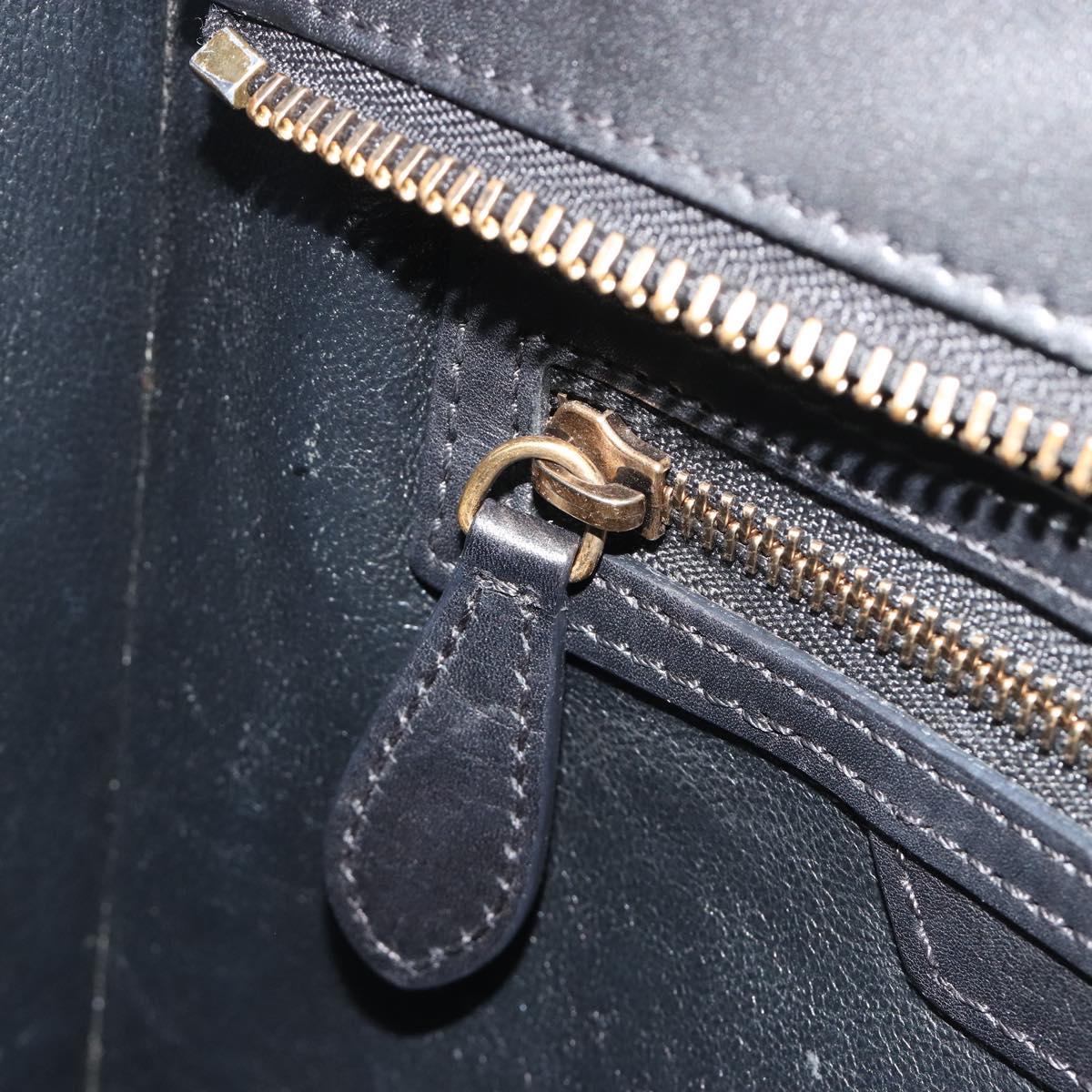 CELINE Luggage Micro Shopper Hand Bag Leather White Gold Tone Auth 196440A