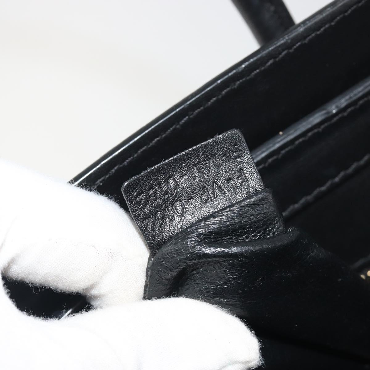 CELINE Luggage Micro Shopper Hand Bag Leather White Gold Tone Auth 196440A