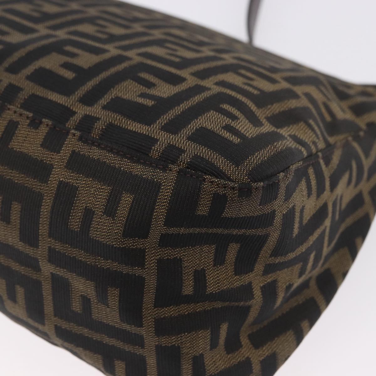 FENDI Zucca Canvas Mamma Baguette Shoulder Bag Brown Black Auth 196441V