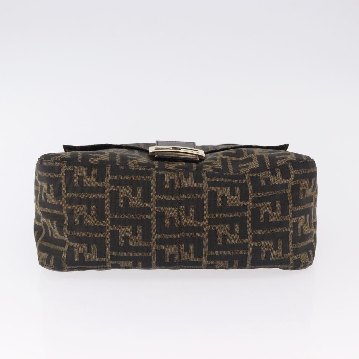 FENDI Zucca Canvas Mamma Baguette Shoulder Bag Brown Black Auth 196441V
