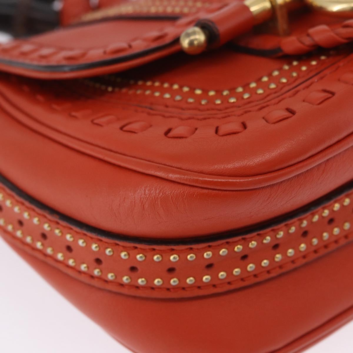 GUCCI Bamboo Snuffle Bit Tassel Shoulder Bag Leather Orange 263956 Auth 196442A