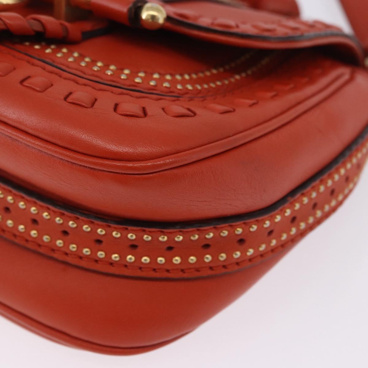 GUCCI Bamboo Snuffle Bit Tassel Shoulder Bag Leather Orange 263956 Auth 196442A