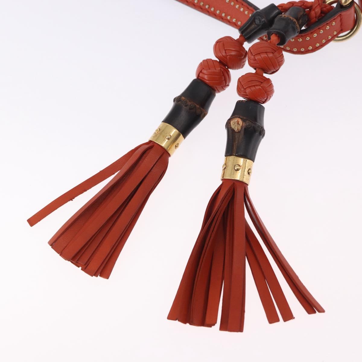 GUCCI Bamboo Snuffle Bit Tassel Shoulder Bag Leather Orange 263956 Auth 196442A