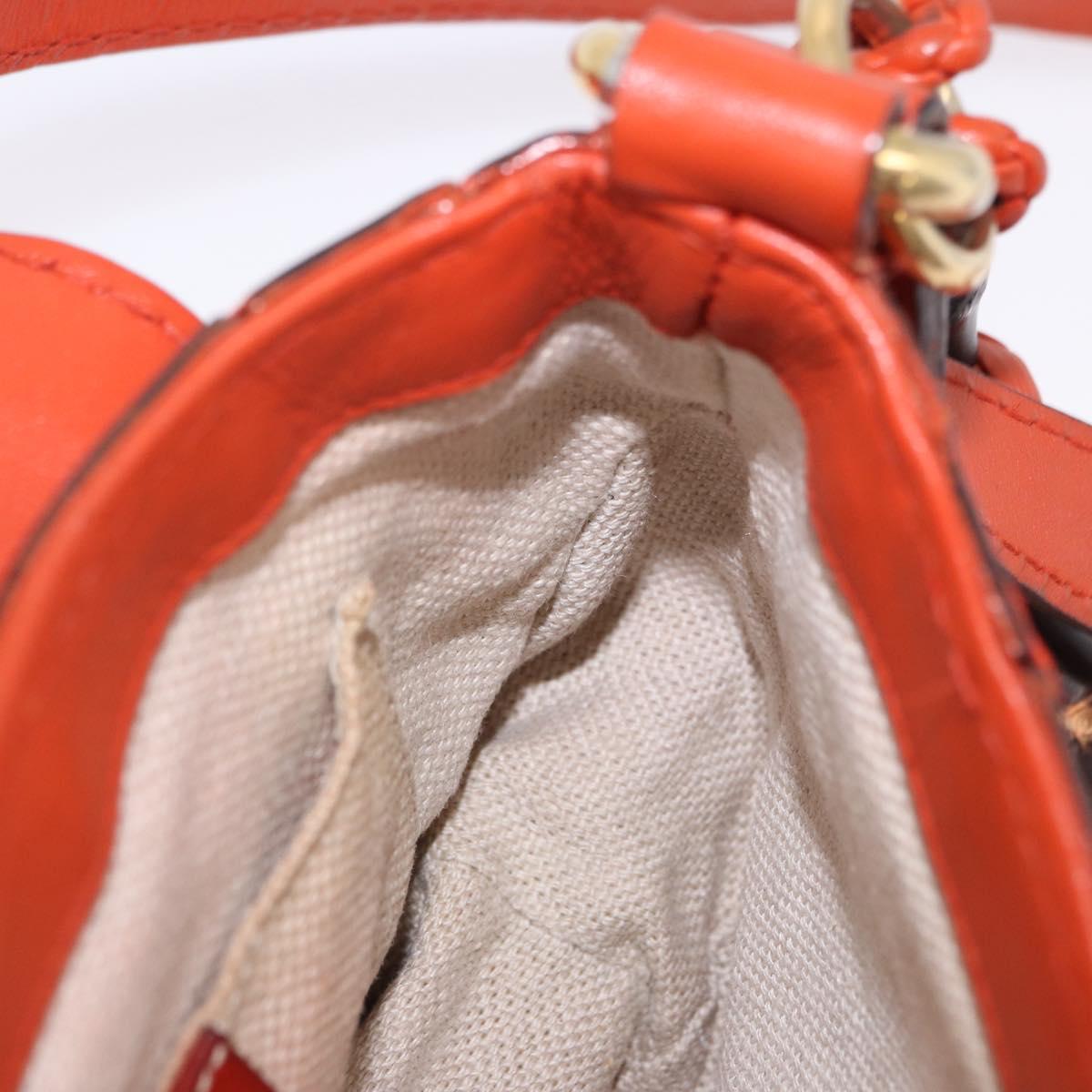GUCCI Bamboo Snuffle Bit Tassel Shoulder Bag Leather Orange 263956 Auth 196442A