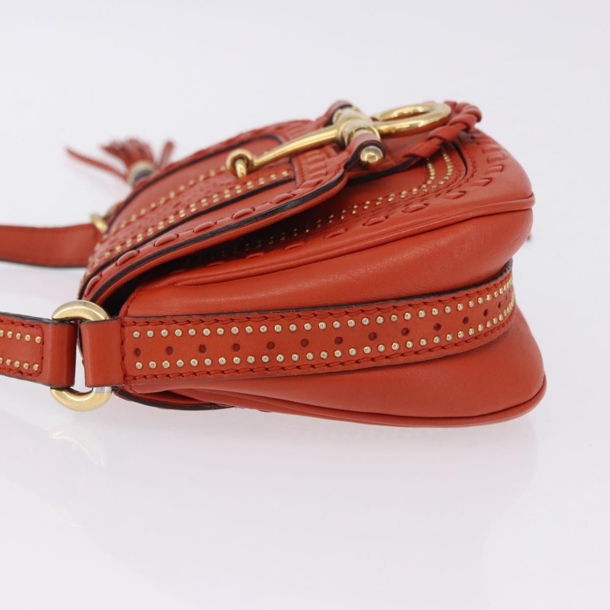 GUCCI Bamboo Snuffle Bit Tassel Shoulder Bag Leather Orange 263956 Auth 196442A