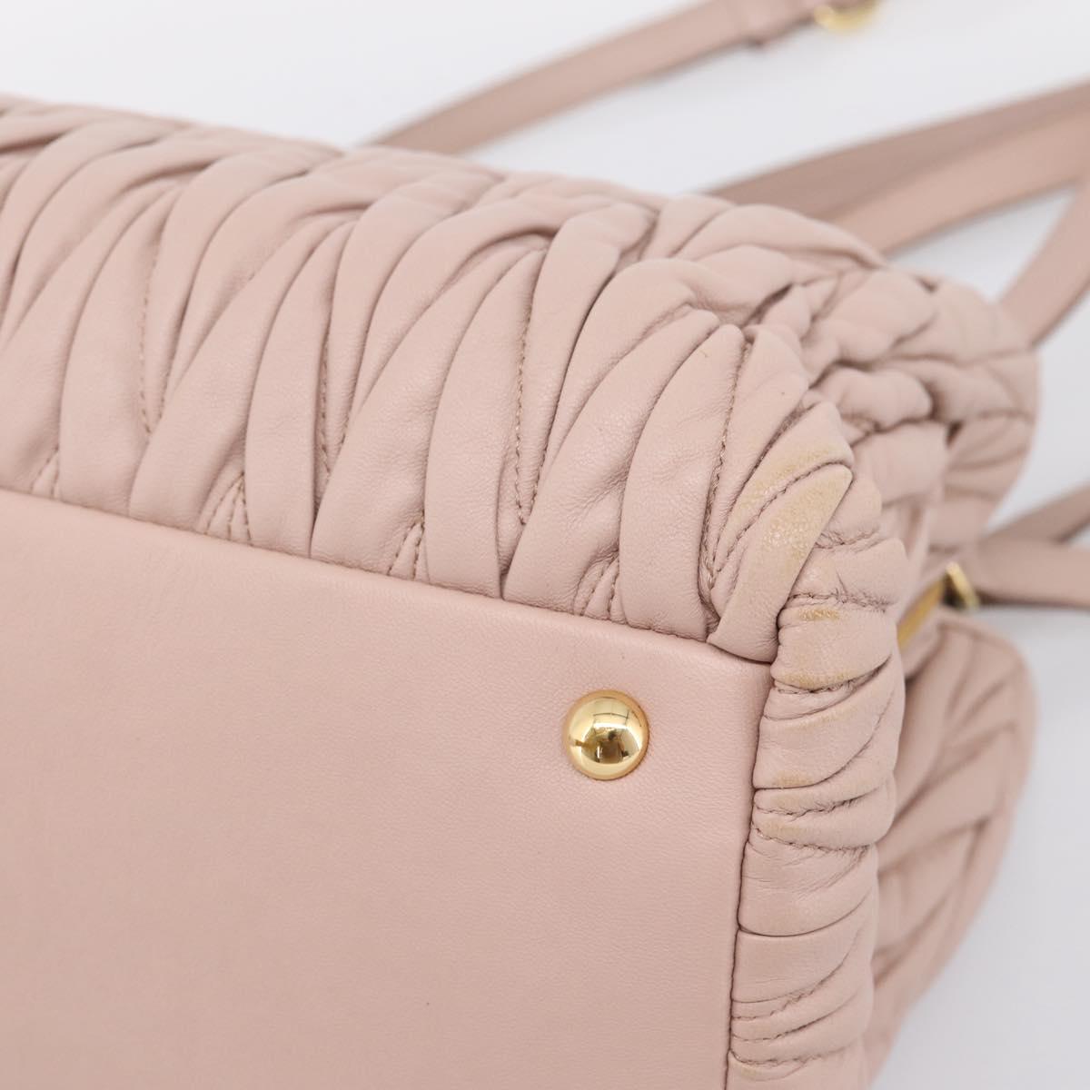 Miu Miu Matelasse Tote Bag Leather 2way Pink Gold Tone Auth 196443M