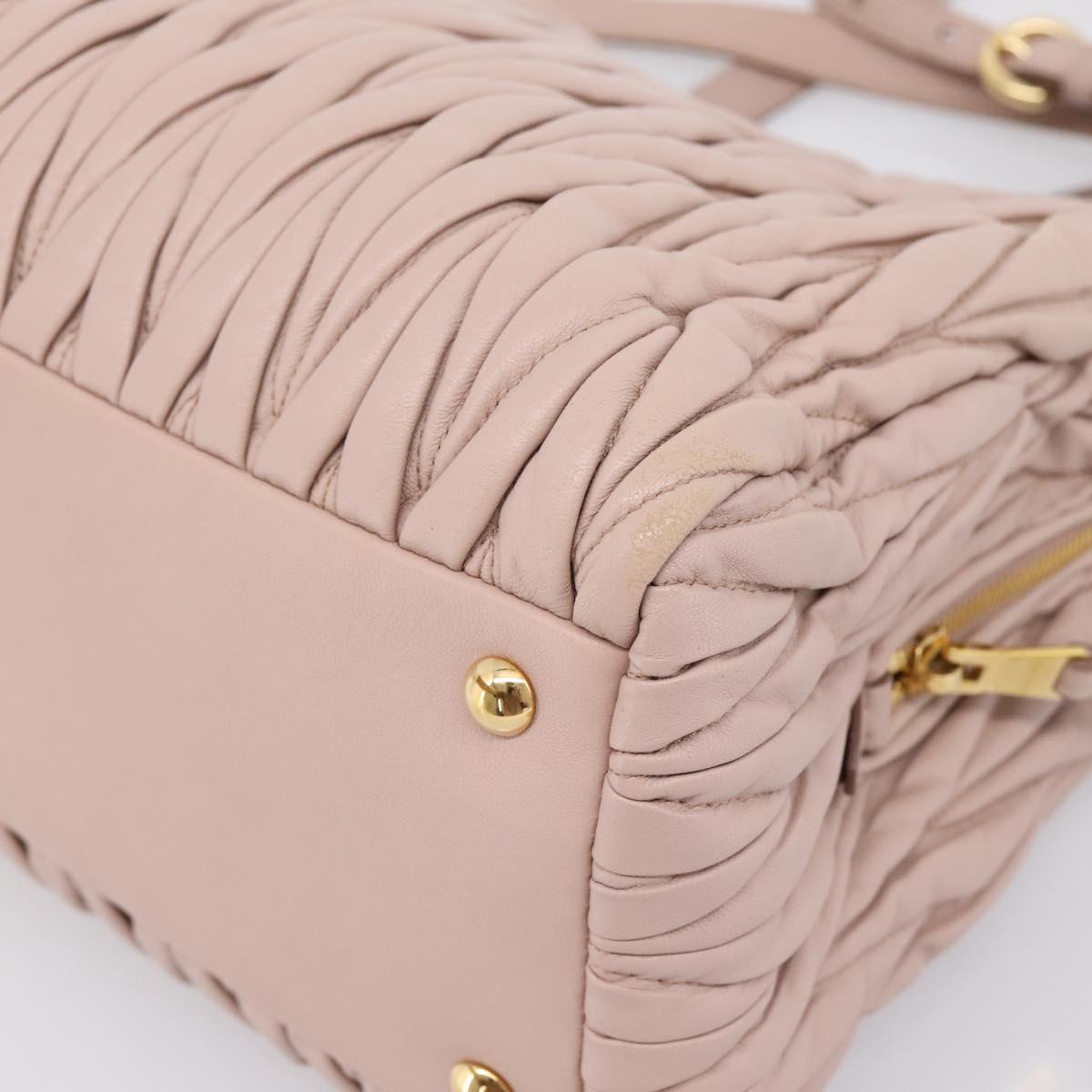 Miu Miu Matelasse Tote Bag Leather 2way Pink Gold Tone Auth 196443M