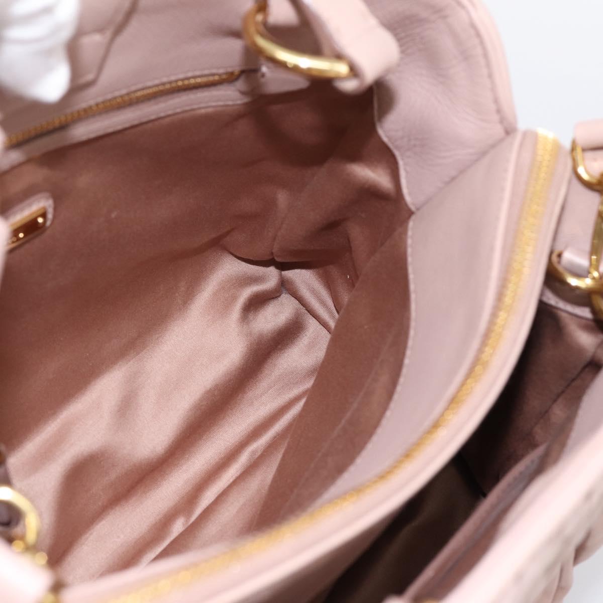 Miu Miu Matelasse Tote Bag Leather 2way Pink Gold Tone Auth 196443M