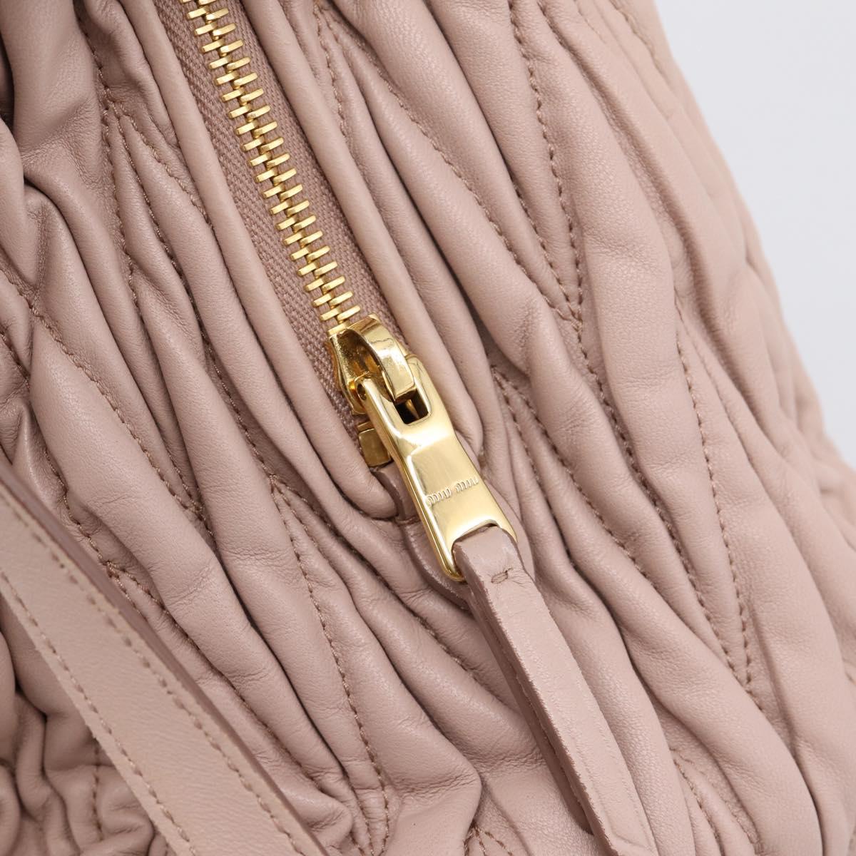 Miu Miu Matelasse Tote Bag Leather 2way Pink Gold Tone Auth 196443M