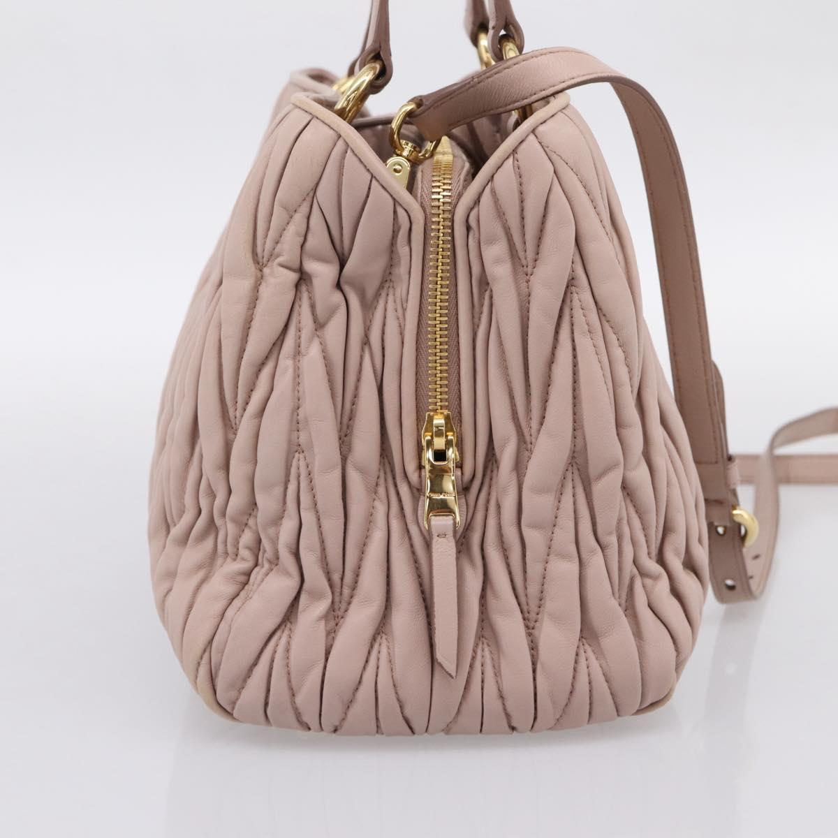 Miu Miu Matelasse Tote Bag Leather 2way Pink Gold Tone Auth 196443M