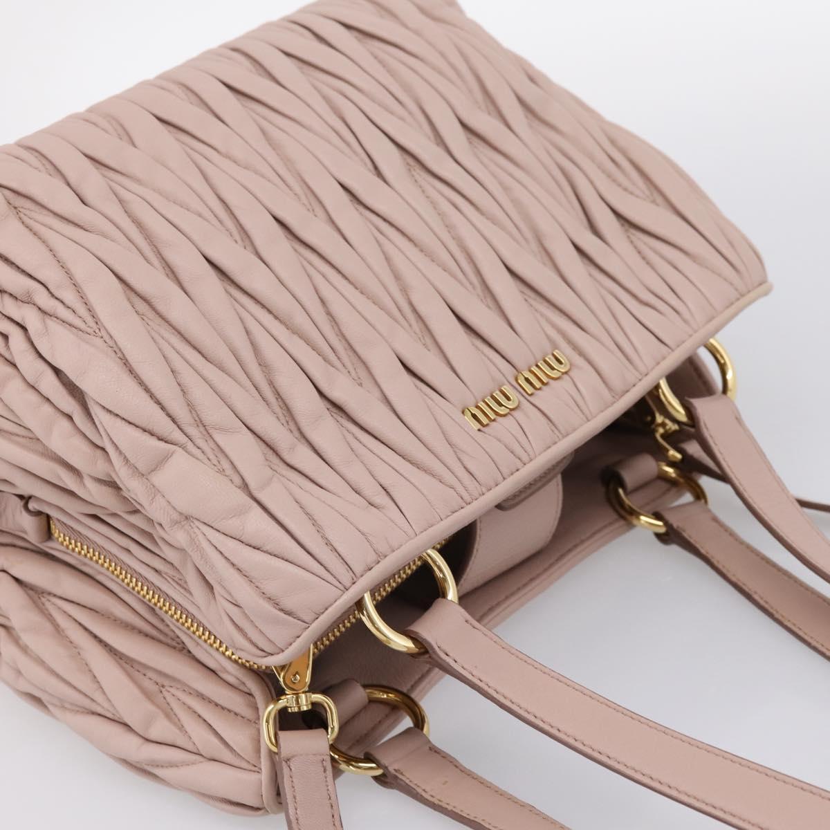 Miu Miu Matelasse Tote Bag Leather 2way Pink Gold Tone Auth 196443M