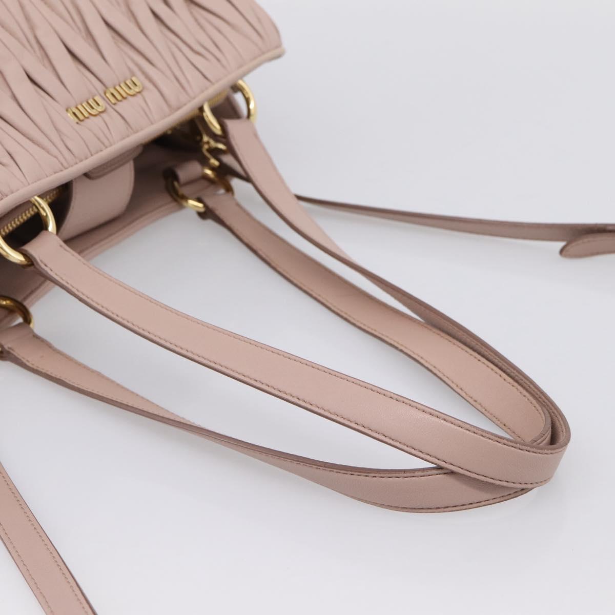 Miu Miu Matelasse Tote Bag Leather 2way Pink Gold Tone Auth 196443M