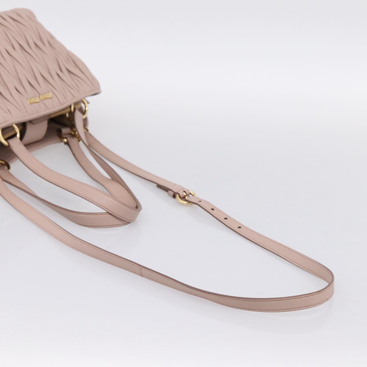 Miu Miu Matelasse Tote Bag Leather 2way Pink Gold Tone Auth 196443M