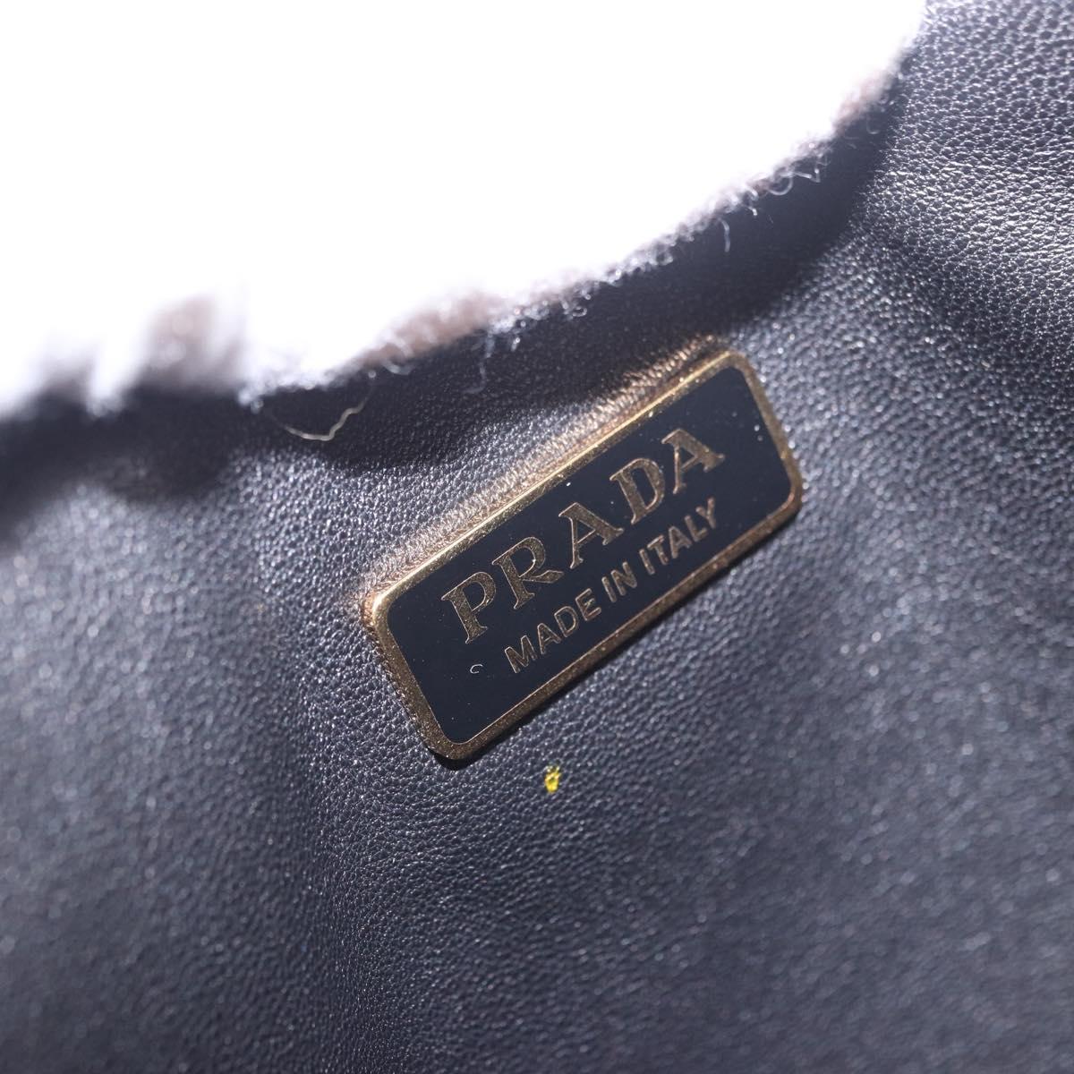 PRADA Chain Triangle Shoulder Bag Canvas Green Gold Auth 196445M
