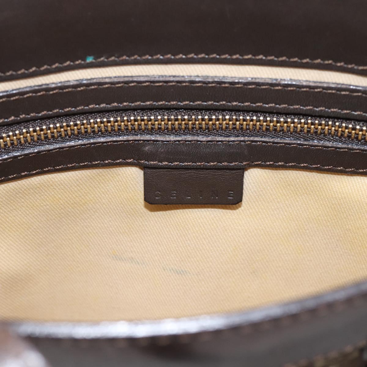 CELINE C Macadam Canvas Hand Bag Brown Gold Auth 196447A