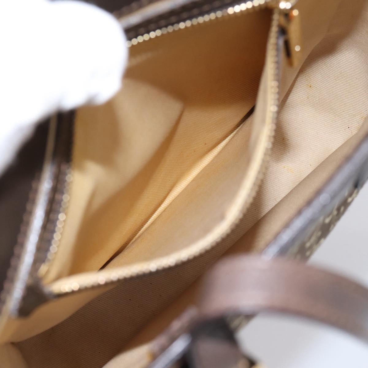 CELINE C Macadam Canvas Hand Bag Brown Gold Auth 196447A