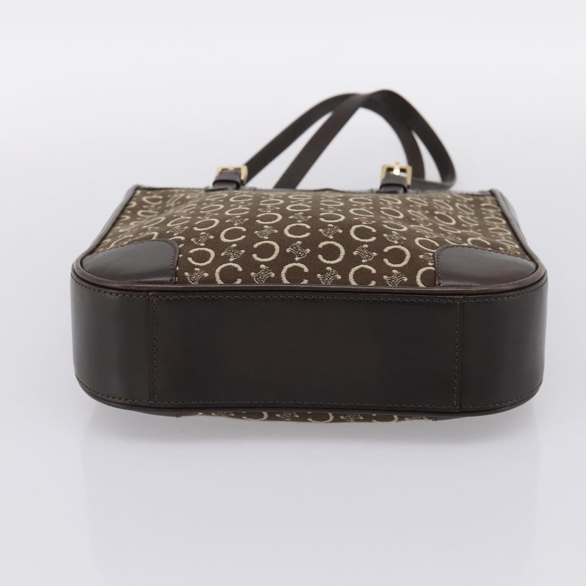 CELINE C Macadam Canvas Hand Bag Brown Gold Auth 196447A