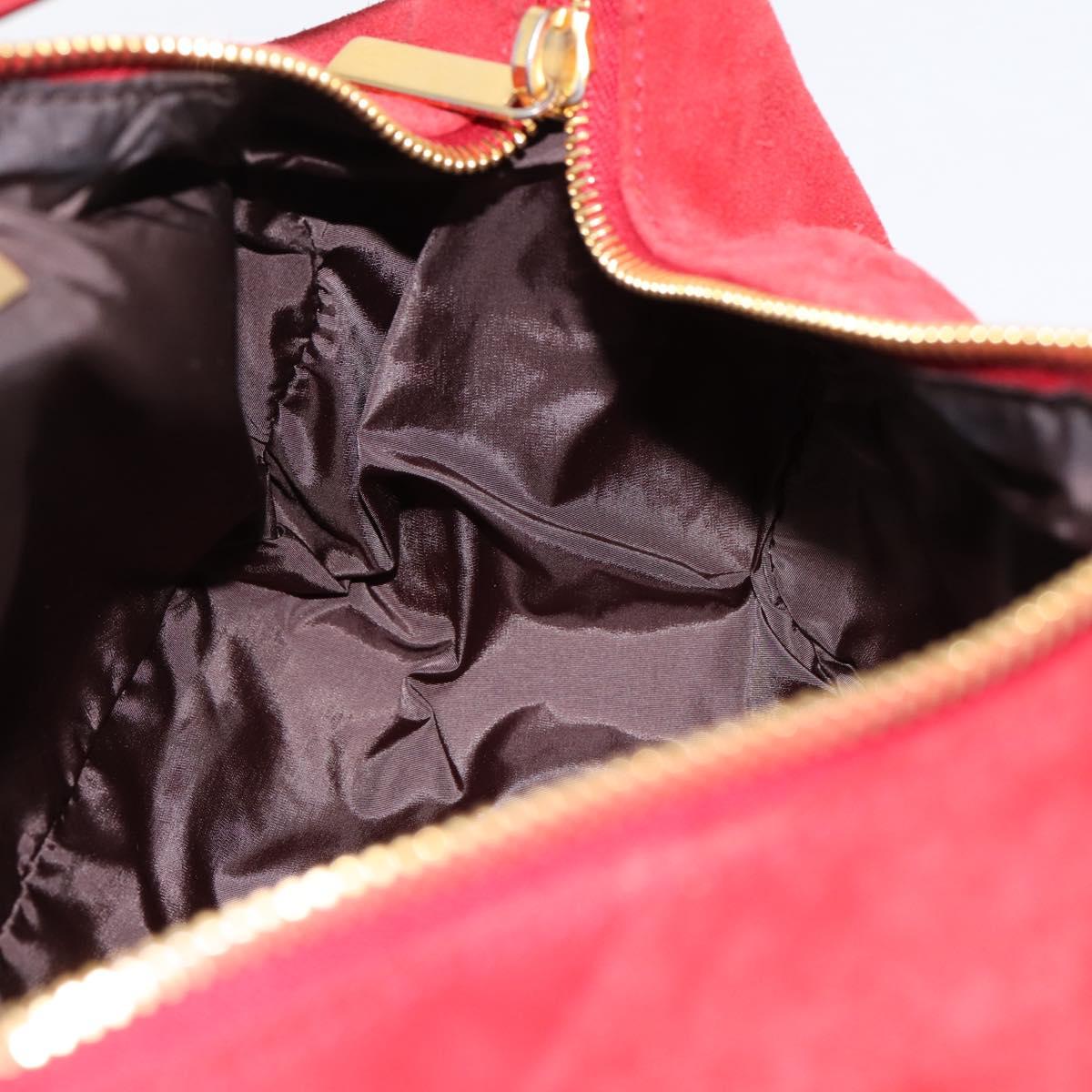 Miu Miu Shoulder Bag Suede Red Gold Auth 196448V