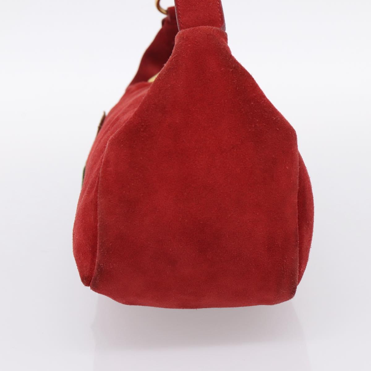 Miu Miu Shoulder Bag Suede Red Gold Auth 196448V