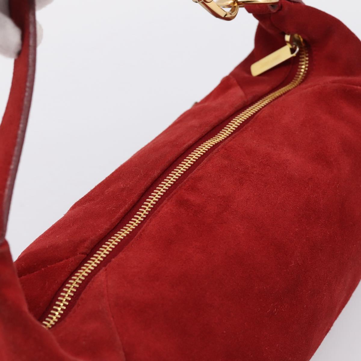 Miu Miu Shoulder Bag Suede Red Gold Auth 196448V