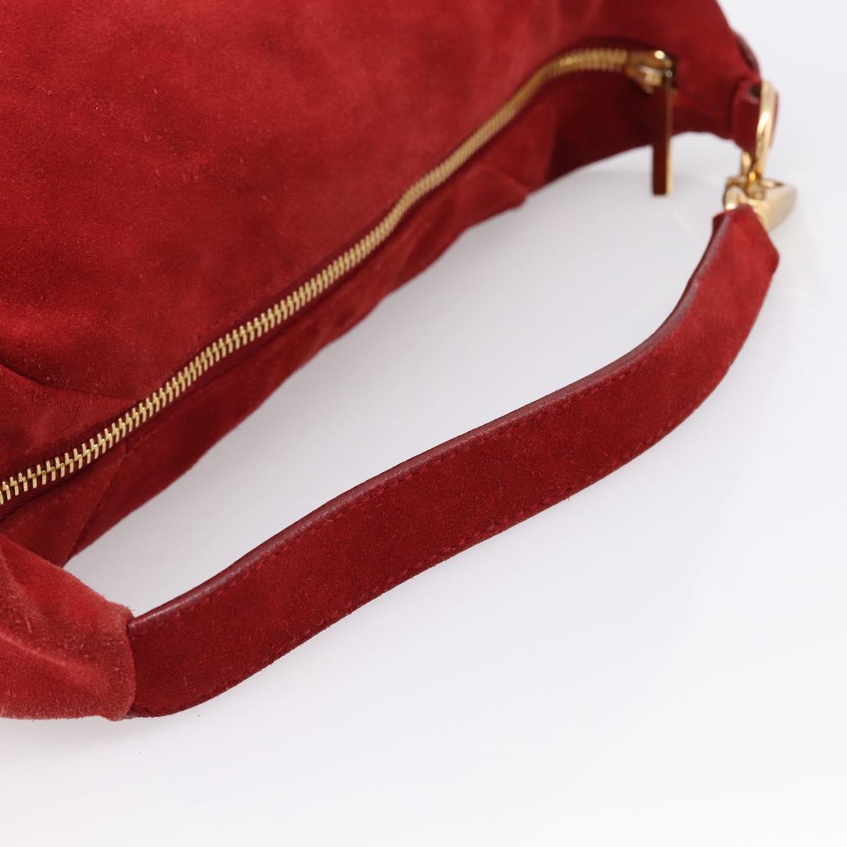 Miu Miu Shoulder Bag Suede Red Gold Auth 196448V