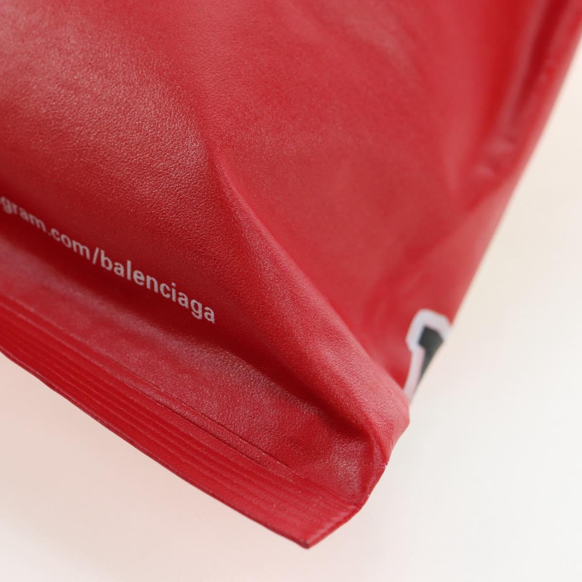 BALENCIAGA Chips Bag Clutch Bag Coated Canvas Red Silver Auth 196449SAM