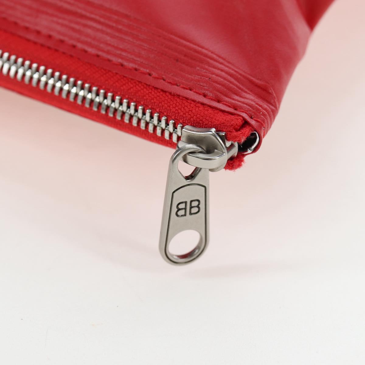 BALENCIAGA Chips Bag Clutch Bag Coated Canvas Red Silver Auth 196449SAM