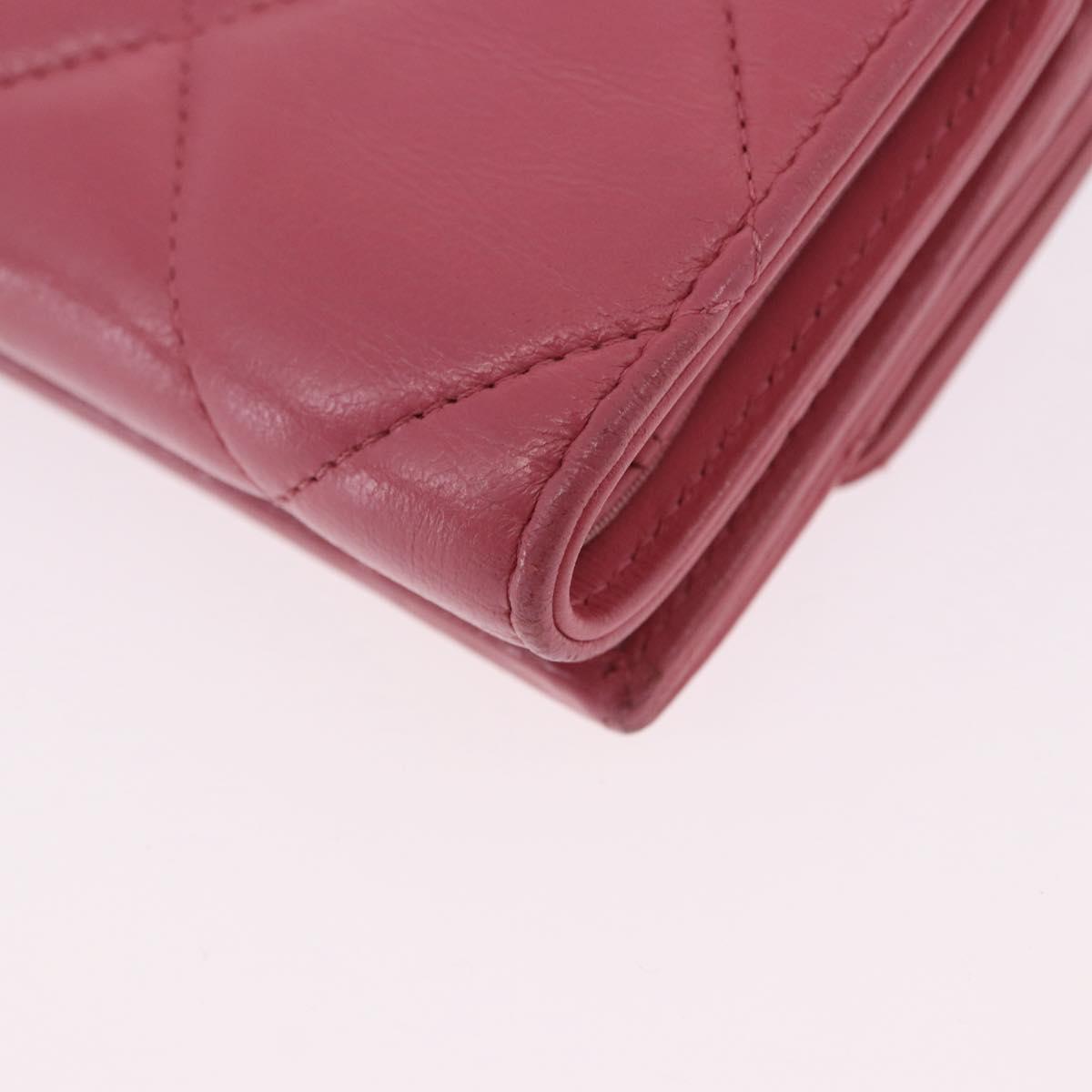 CHANEL Chanel 19 Matelasse Small Flap Wallet Leather Pink Gold CC Auth 196453V