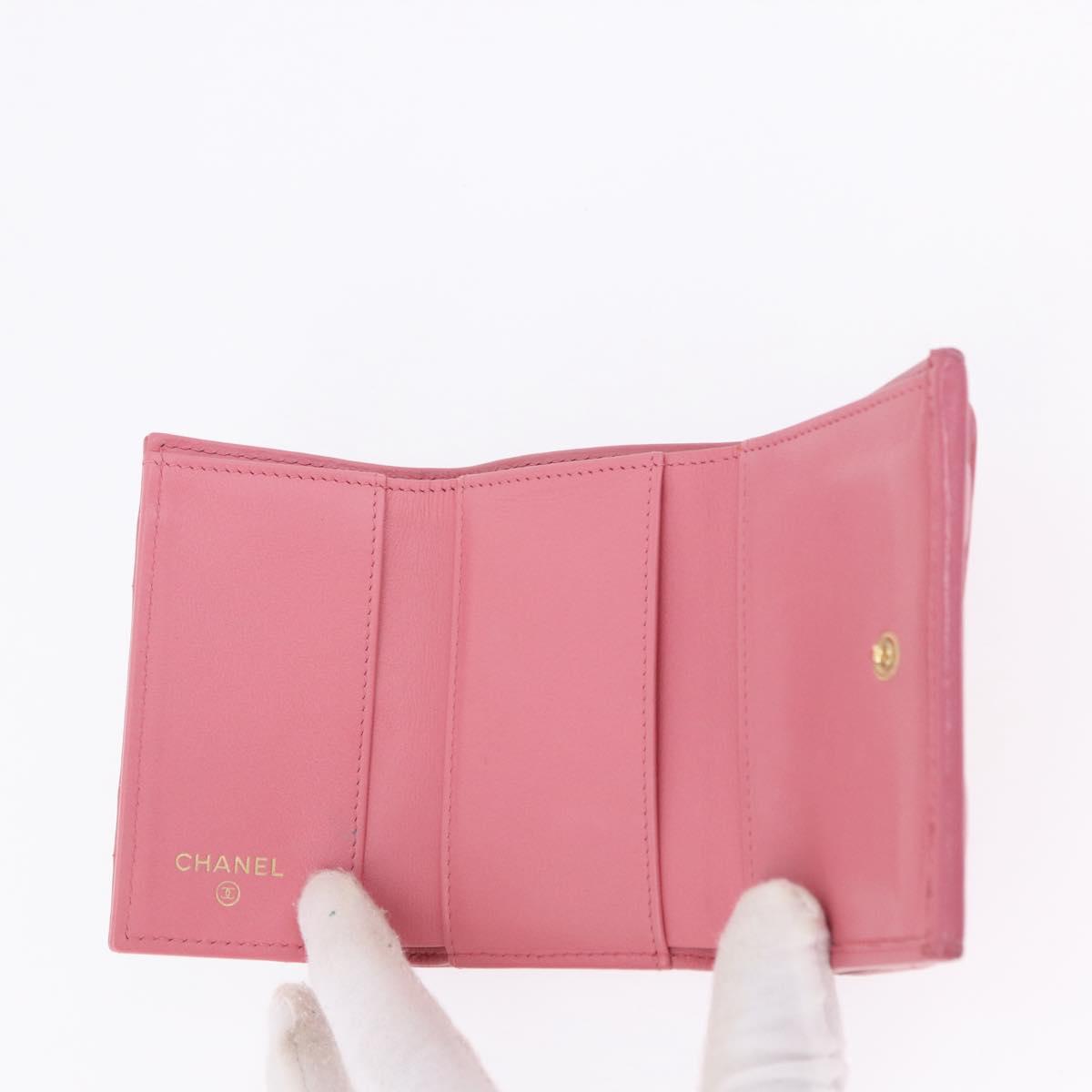 CHANEL Chanel 19 Matelasse Small Flap Wallet Leather Pink Gold CC Auth 196453V