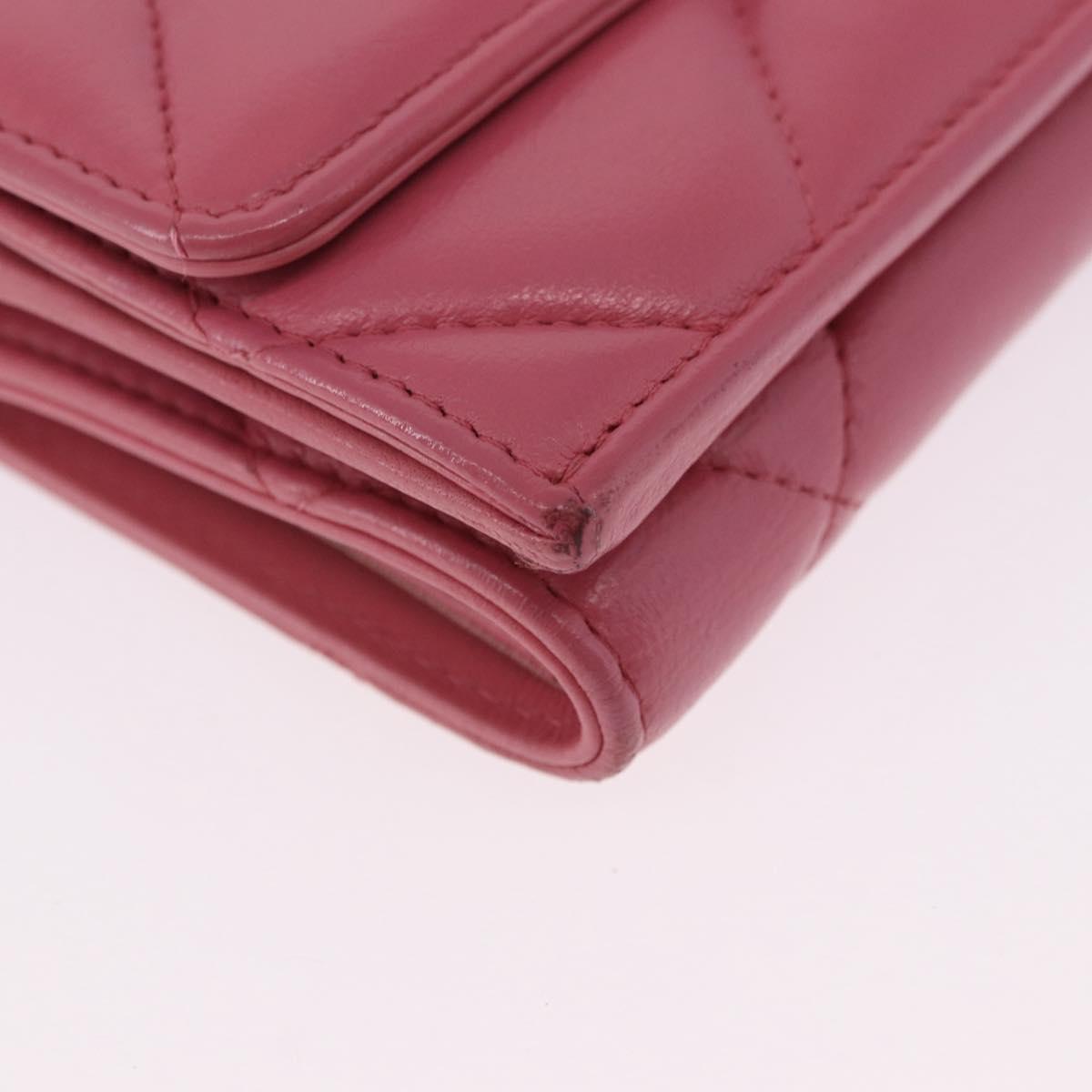 CHANEL Chanel 19 Matelasse Small Flap Wallet Leather Pink Gold CC Auth 196453V