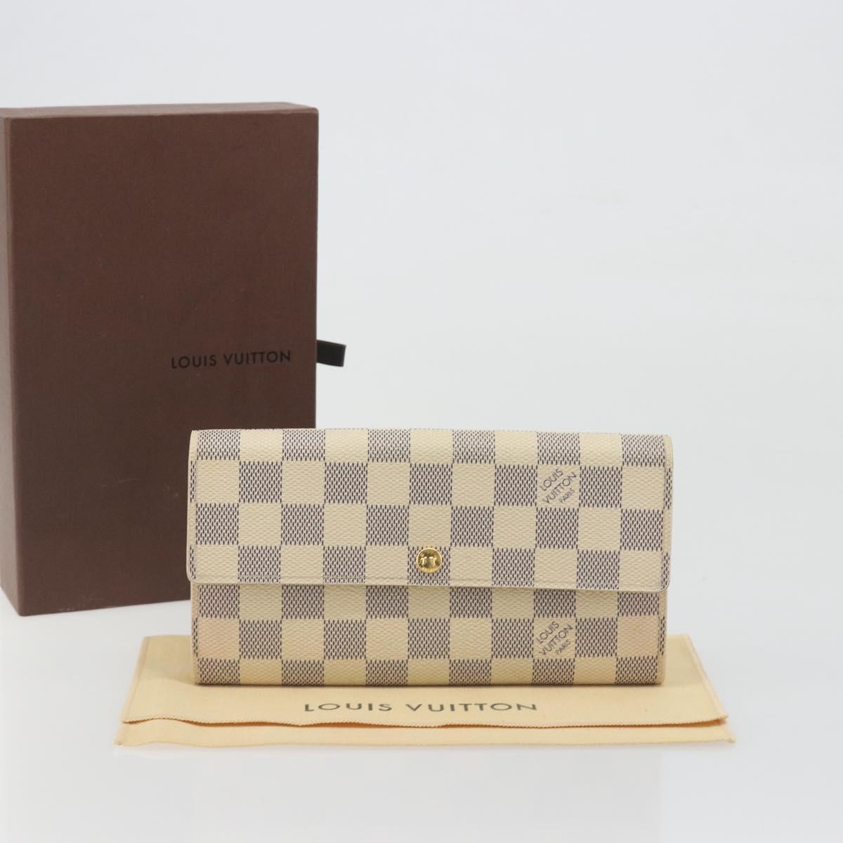 LOUIS VUITTON Damier Azur Portefeuille Sarah Long Wallet N61735 LV Auth 196461V