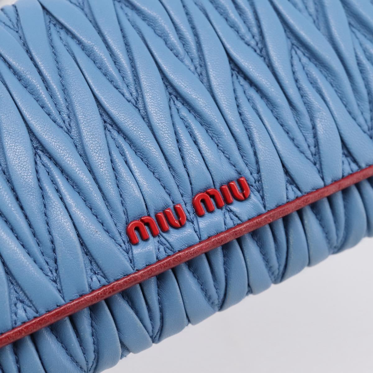 Miu Miu Matelasse Chain Shoulder Bag Leather Blue Gold Auth 196462V